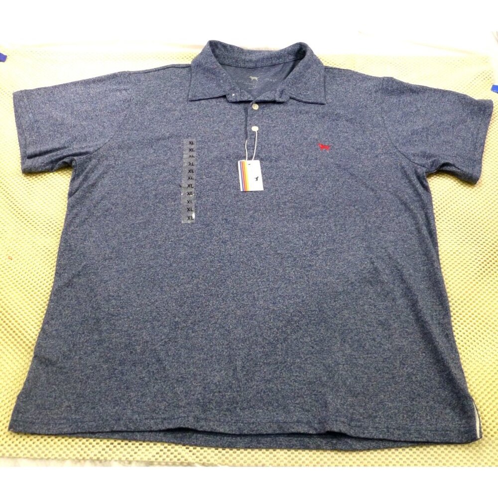 Simply Southern Outfitters XL Mens Heathered Blue Polo Shirt Red Dog‎ Logo